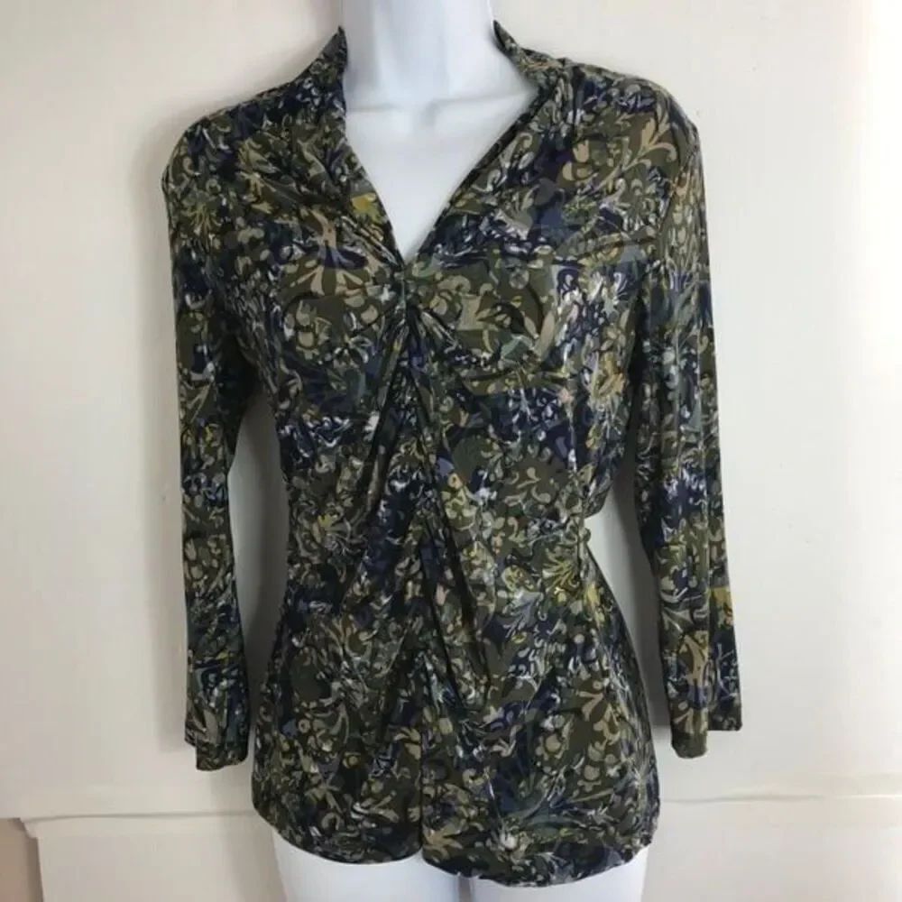Rafaella floral, V neck long sleeve blouse size S